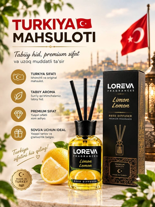 Аромадиффузор для дома Loreva с палочками, освежитель воздуха, Лимон