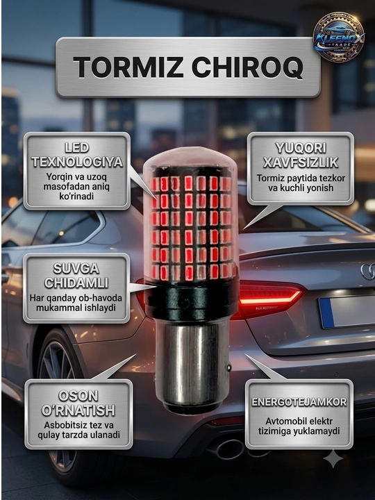 Красная светодиодная лампа 1157 BAY15D, LED диод стоп-сигнала и габаритов авто - 