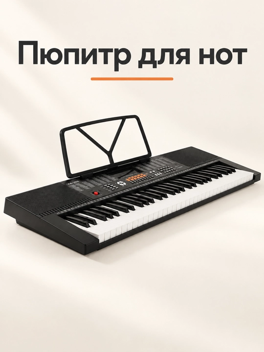Elektron pianino 61 standart tugmachalari, mikrofon, tarmoq va batareya bilan quvvatlanadi