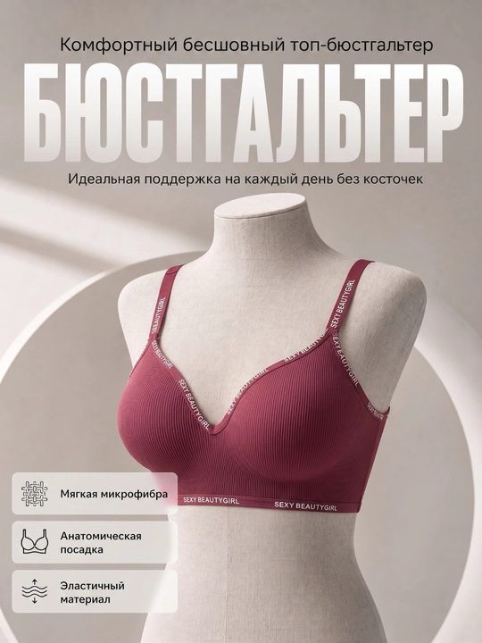 Женский бесшовный бюстгальтер без косточек, мягкий, из микрофибры, с регулиряцией бретелек - 