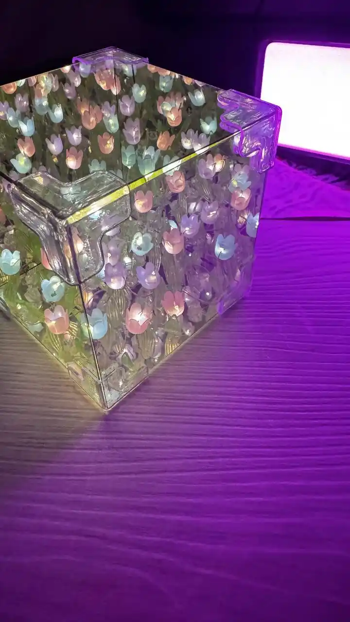 Cheksiz lolalar bilan 3D tungi chiroq