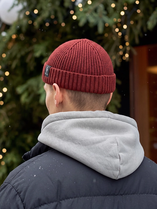 Erkaklar uchun qishki shapka beanie, qisqa bone shapka, to‘qilgan bosh kiyim