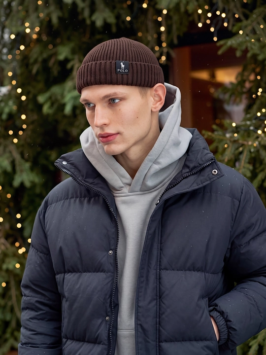 Erkaklar uchun qishki shapka beanie, qisqa bone shapka, to‘qilgan bosh kiyim