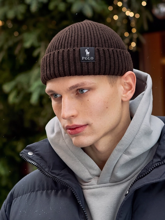 Erkaklar uchun qishki shapka beanie, qisqa bone shapka, to‘qilgan bosh kiyim