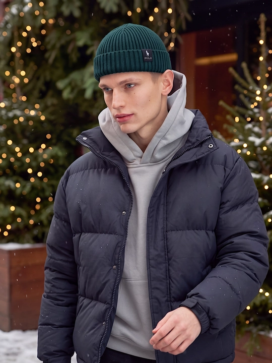Erkaklar uchun qishki shapka beanie, qisqa bone shapka, to‘qilgan bosh kiyim