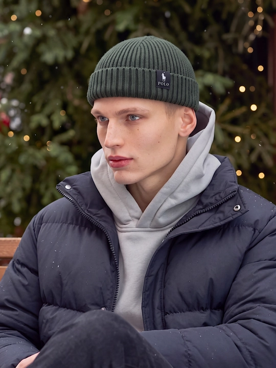 Erkaklar uchun qishki shapka beanie, qisqa bone shapka, to‘qilgan bosh kiyim