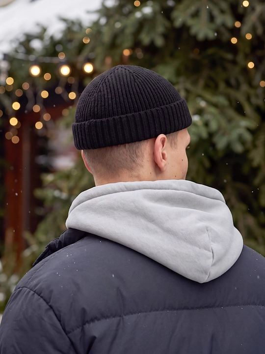 Erkaklar uchun qishki shapka beanie, qisqa bone shapka, to‘qilgan bosh kiyim