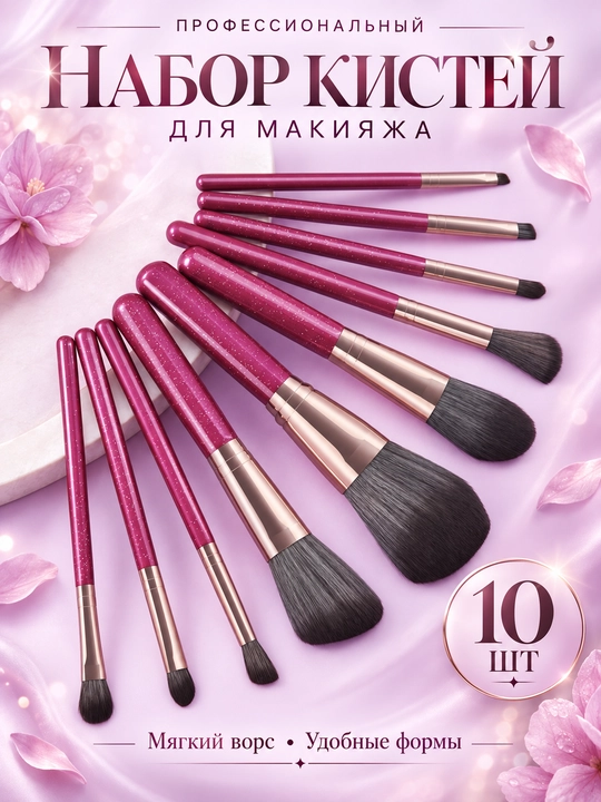 Makiyaj cho‘tkalari to‘plami – turli ranglarda, yumshoq sintetik tuklar - 