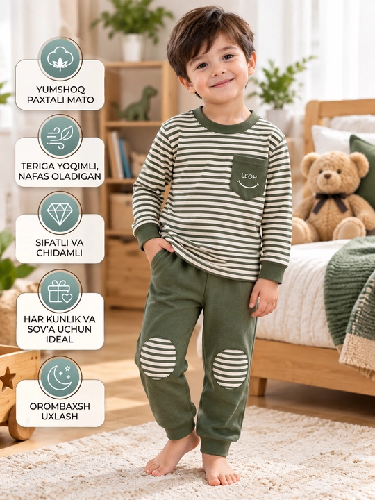 Pijama, O‘g‘il bolalar uchun uzun yengli pijama - 
