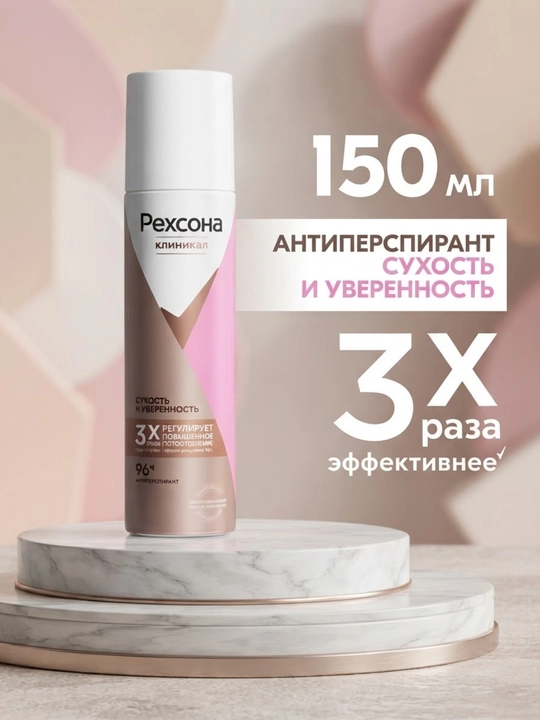 Рексона Дезодорант женский спрей антиперспирант Клиникал Сухость, защита 96 часов, 150 мл