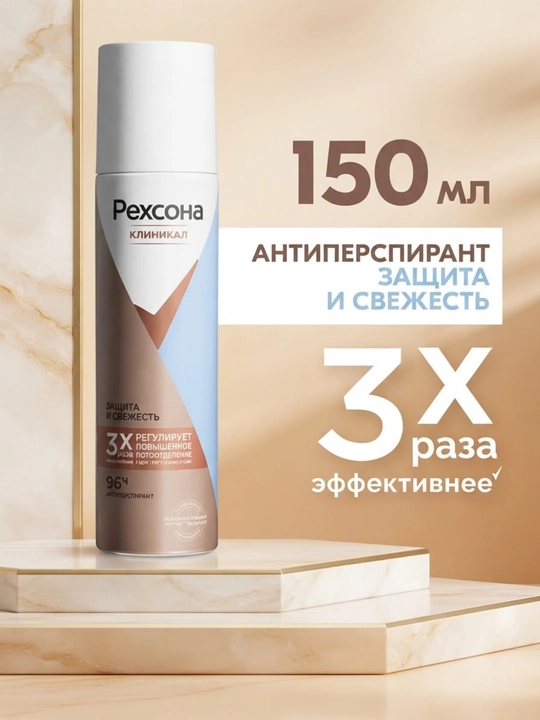 Rexona ayollar uchun dezodorant-antiperspirant spreyi Clinical 96 soatgacha himoya, 150 ml