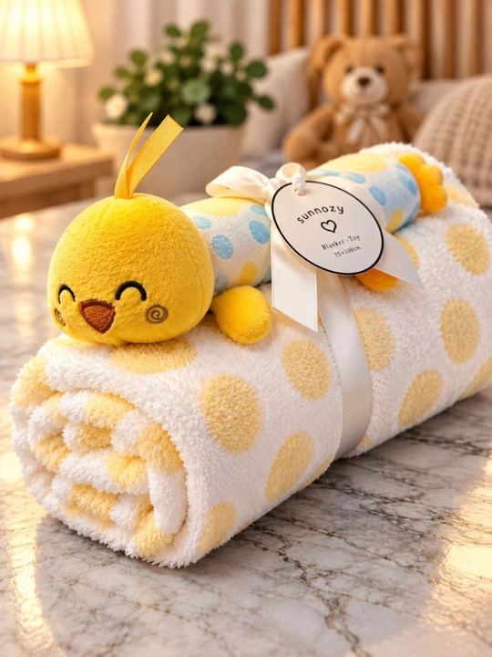 Детский мягкий плед-игрушка sunnozy, одеяло для новорожденных в горошек 75х100 см - 