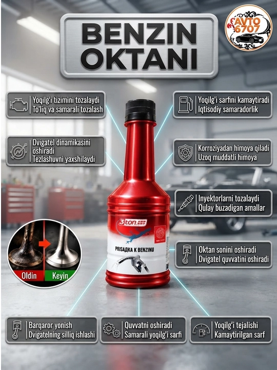 Barcha avtomobillar uchun 3ton benzin, 354ml oktan oshiruvchi prisadka