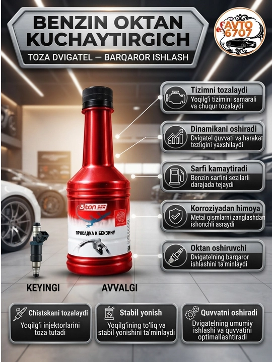 Barcha avtomobillar uchun 3ton benzin, 354ml oktan oshiruvchi prisadka