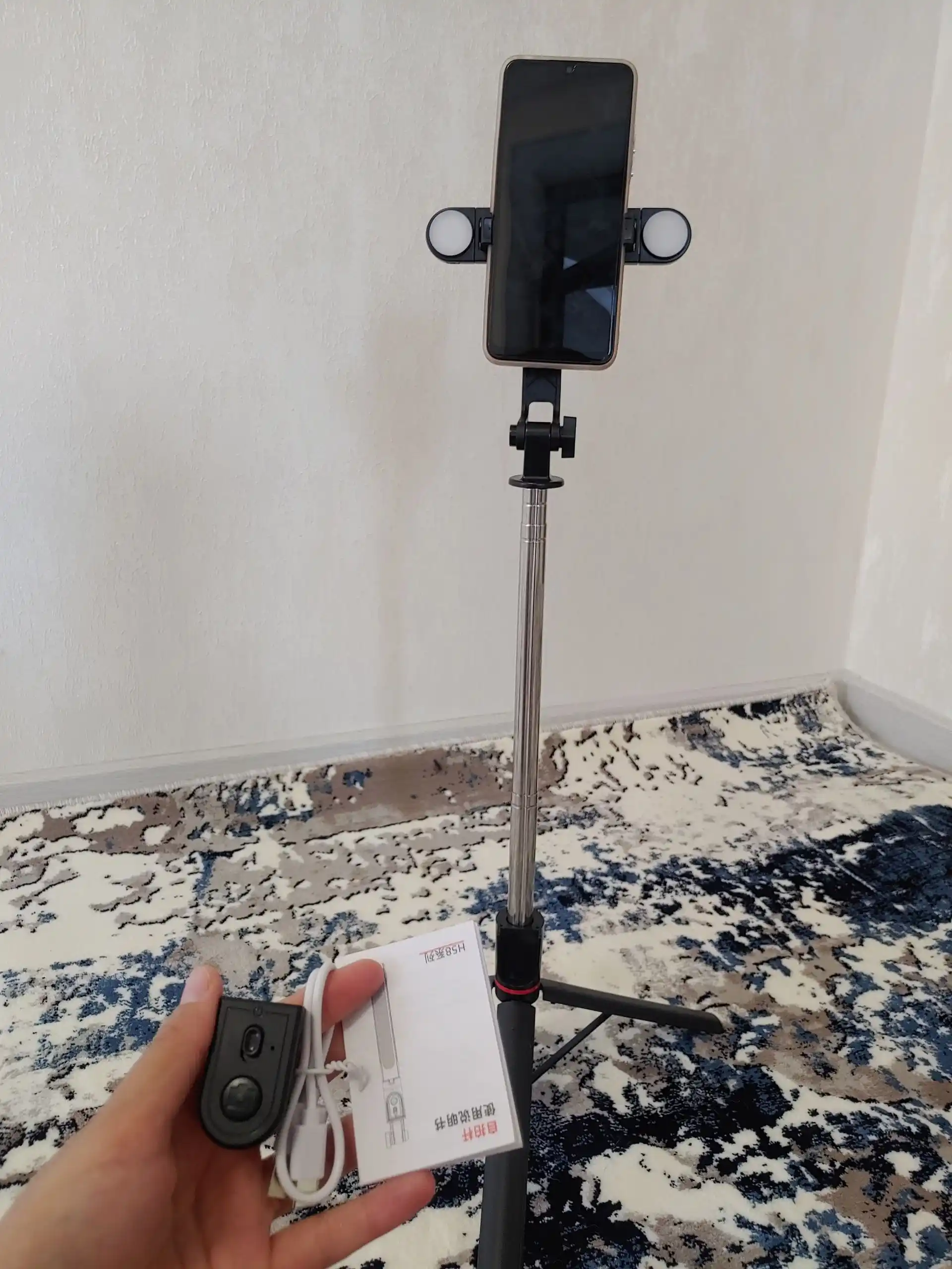 Штатив для телефона, 180 см, 4 в 1, 2 LED фонаря и Bluetooth: монопод, селфи-палка