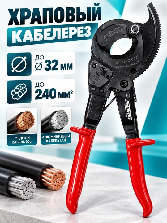Qo‘l kabel kesgichi 240 mm² gacha bo‘lgan xrapovikli - 