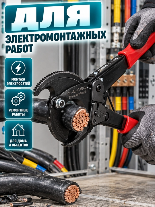Qo‘l kabel kesgichi 240 mm² gacha bo‘lgan xrapovikli
