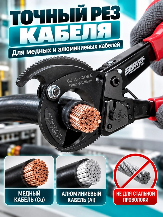 Qo‘l kabel kesgichi 240 mm² gacha bo‘lgan xrapovikli