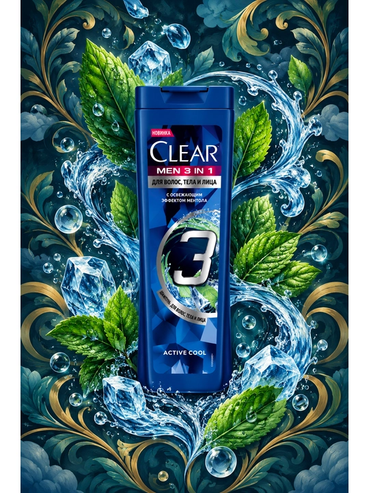 Шампунь Clear Men, 3 в 1, 16 штук