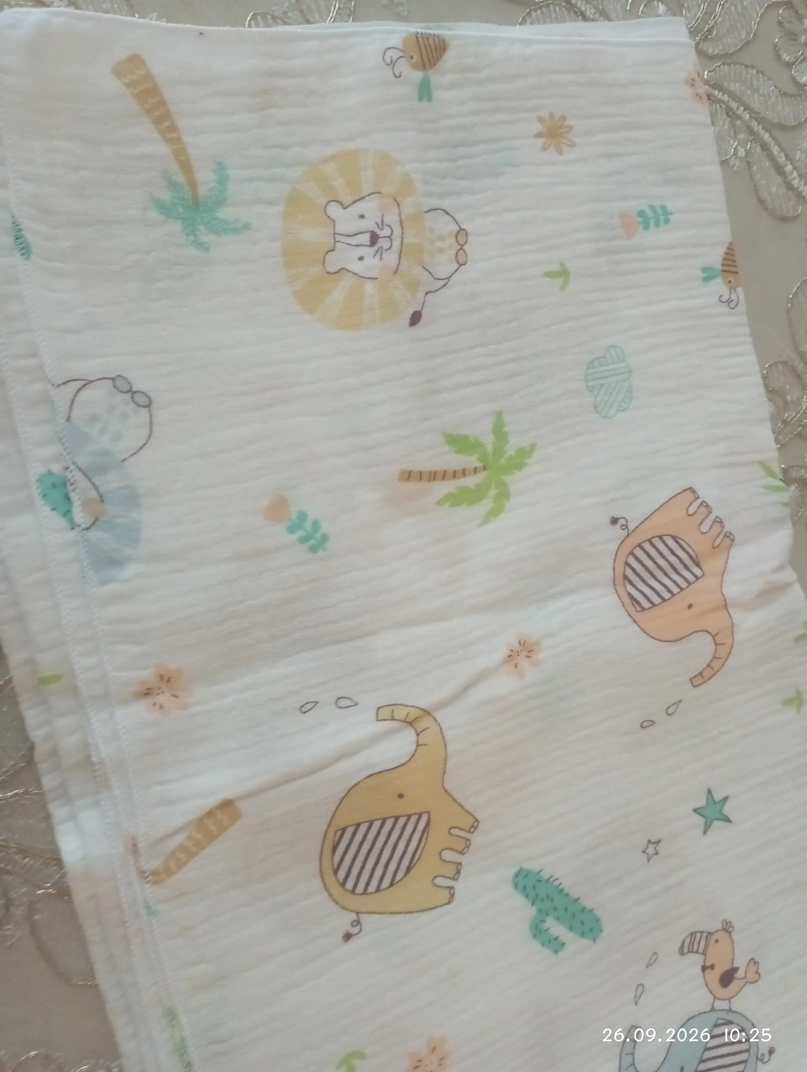 Muslin matosidan ko'p martalik yo'rgak, 100*90 sm 0-12 oy
