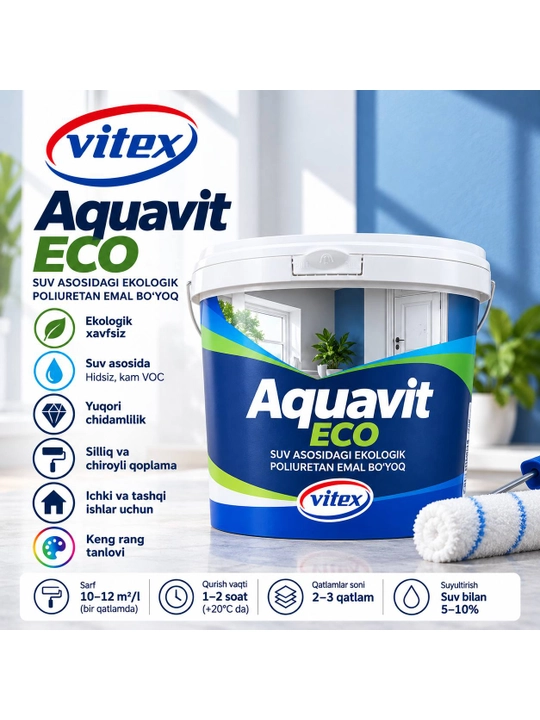 Полиуретан-акриловая эмаль на водной основе Vitex Aquavit ECO - 