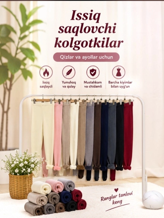 Qizlar va ayollar uchun qalin, rangli, issiq saqlovchi kolgotka, kundalik kiyimlar uchun - 