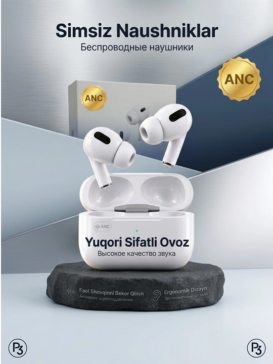 Pods pro 3 ANC, наушники беспроводные, беспроводные наушники, блютуз наушники - 