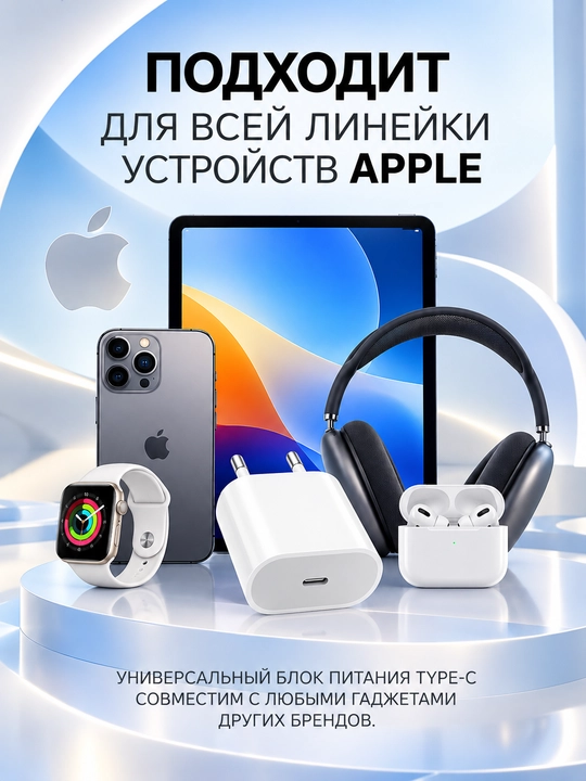 Комплект для зарядки моделей iPhone 13,14, 15, 16  поддерживает быструю зарядку