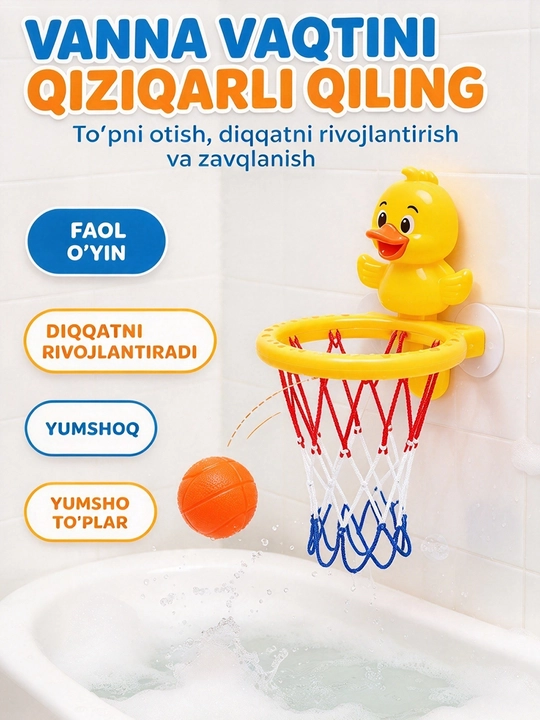 Suzish uchun 3 to'pli suv basketboli bo'lgan bolalar vannasi basketbol halqasi