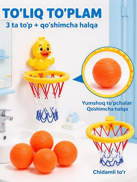 Suzish uchun 3 to'pli suv basketboli bo'lgan bolalar vannasi basketbol halqasi