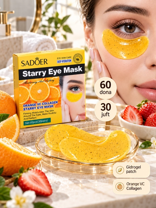 SADOER Starry Eye Mask патчи для глаз с гиалуроновой кислотой, коллагеном, клубникой, 60 шт