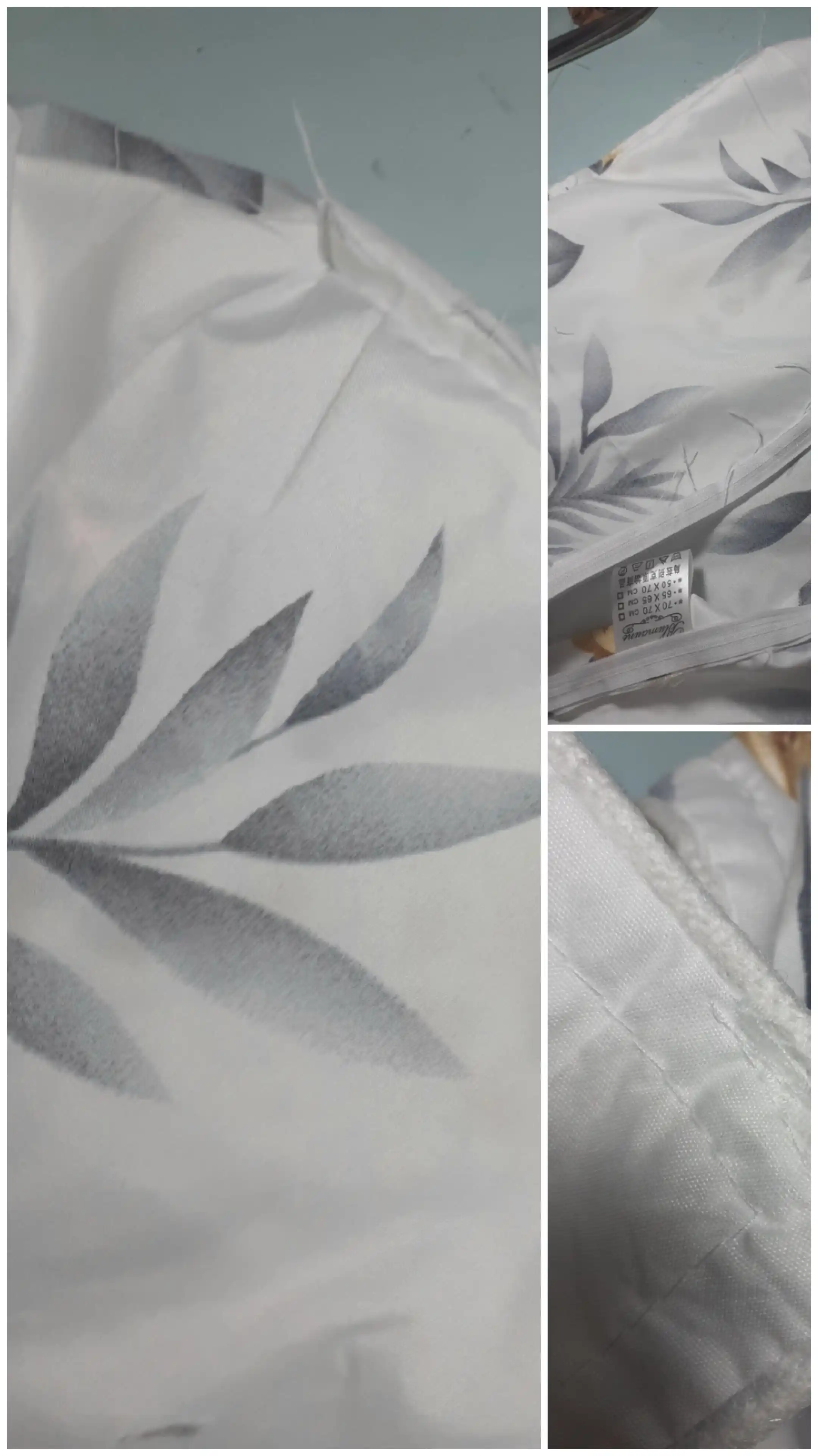 Yostiq g‘ilofi ikki dona 65×65 sm va 70×50 sm o‘lchamda
