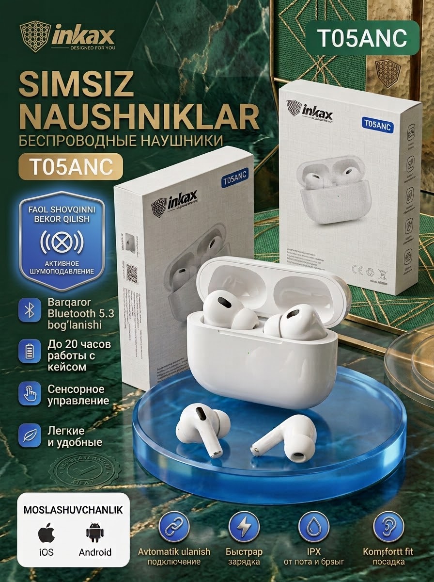 Беспроводные наушники INKAX T05 ANC  - 