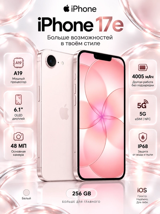 Apple iPhone 17e 256 GB smartfoni, A19, 6.1" OLED, 48 MP, 5G, eSIM, NFC - 