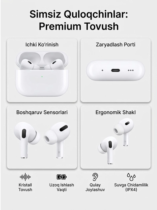 Simsiz quloqchinlar, Bluetooth, sensorli, barcha turdagi telefonlar uchun