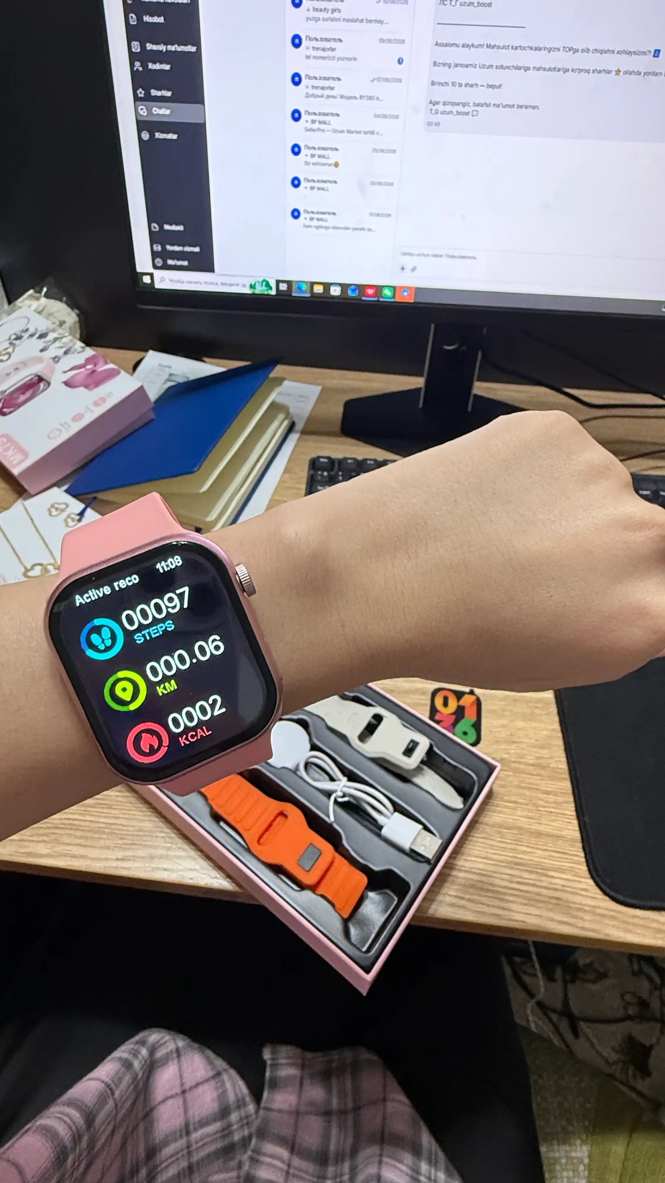 Smart Watch MK75 ayollar aqlli soati + taqinchoqlar sovg'a to'plami 3 xil remeshogi bilan