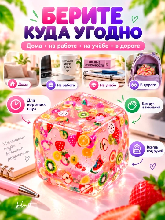 Антистресс игрушка Cube Squeeze — мягкий сенсорный кубик, 5.4 см, для 3+