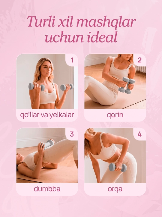 Neopren gantel, fitnes, trenirovka va uyda mashq qilish uchun sport ganteli