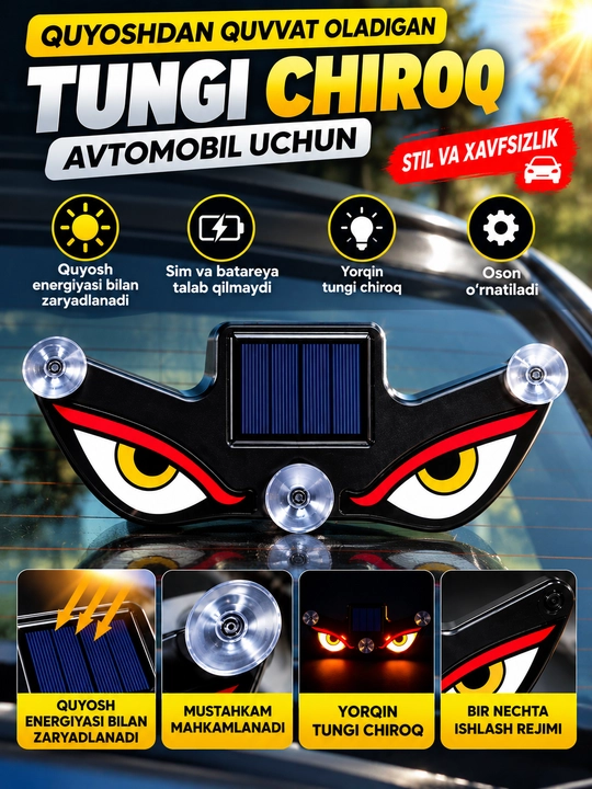Автомобильный светодиодный ночной фонарь на солнечной батарее - 