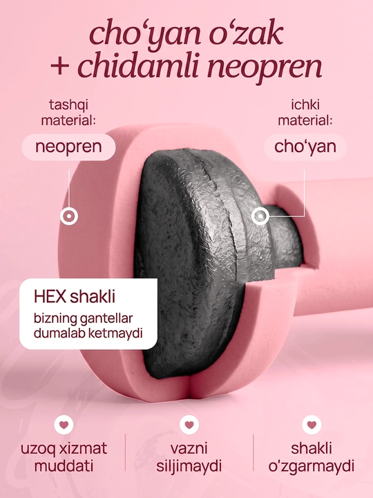 Neopren gantel, fitnes, trenirovka va uyda mashq qilish uchun sport ganteli