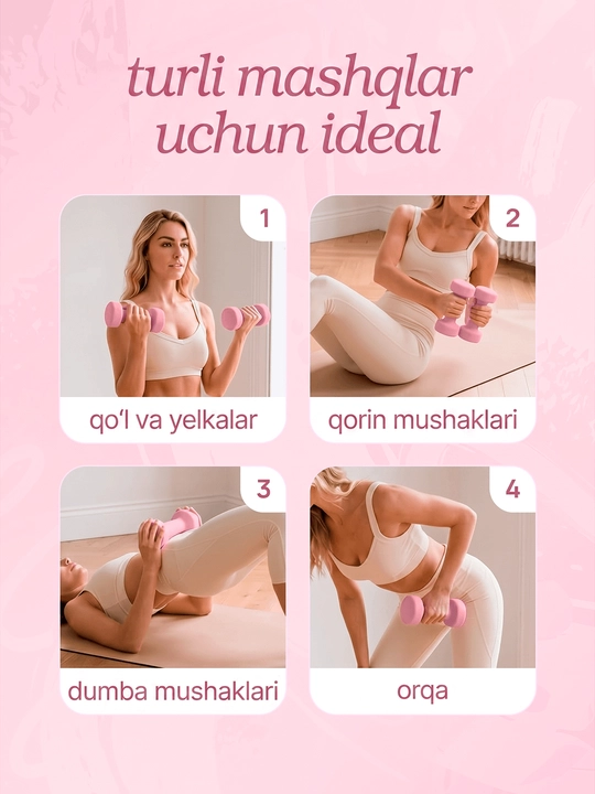 Neopren gantel, fitnes, trenirovka va uyda mashq qilish uchun sport ganteli