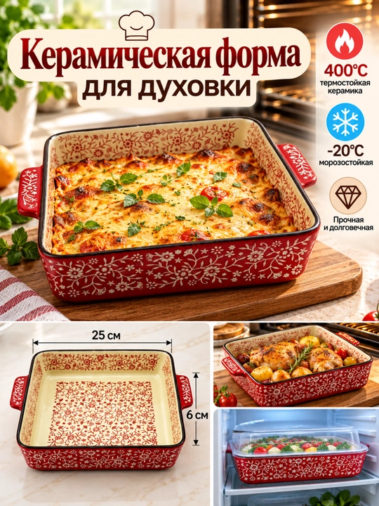 Керамическая форма для запекания в печи, духовке