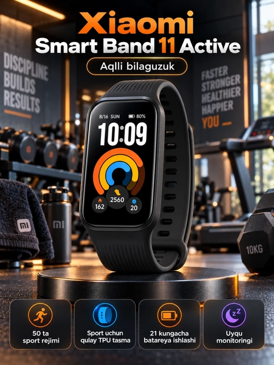 Умные часы Xiaomi Smart Band 11 Active, 50 фитнес-режимов, до 21 дня автономной работы - 