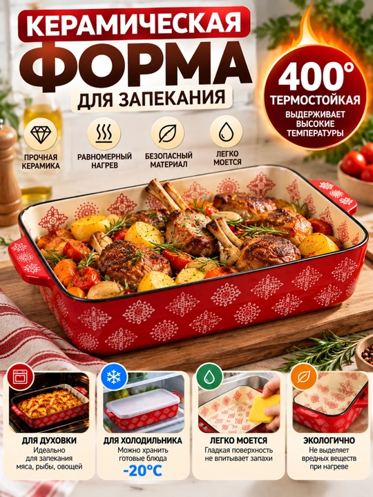 Керамическая форма для запекания в печи, духовке
