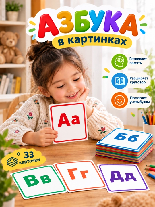 Bolalar uchun alifbo — o‘rgatuvchi kartochkalar - 