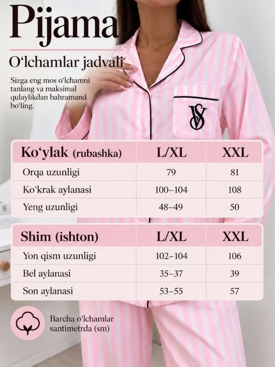 Pijama ayollar uchun, uy kiyimi, yengi uzun pijama, L/XL-XXL