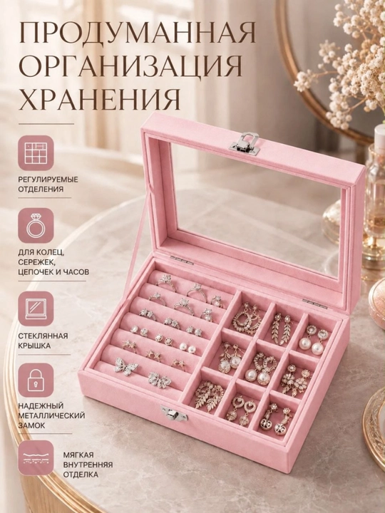 Органайзер-коробка для хранения украшений и декоративных изделий - 