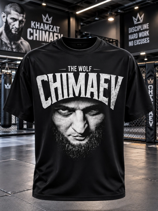 Чёрная мужская футболка Khamzat Chimaev, в стиле MMA, для спорта, материал: синтетика - 