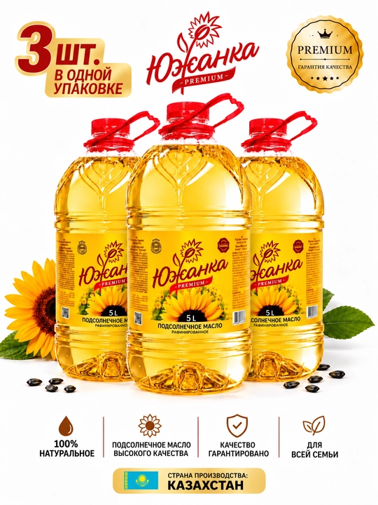 Yujanka kungaboqar yog‘i — 5 litr 3 tasi 1 qadoqda