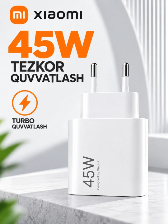 Quvvati 33 Vt bo‘lgan Xiaomi Turbo Charger qurilmasi 45 Vt 67 Vt 90 Vt 120 Vt